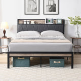 ZUN Full Size Metal Platform Bed Frame with upholstery storage function Headboard and USB LINER and W2297P217833