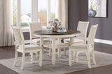 Antique White Finish Wooden Side Chairs 2pcs Set Textured Fabric Upholstered Dining Chairs B01155793