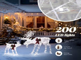 2pcs 4ft 30V 3.6W Moose Family 200LED Leather String Light Garden Moose Decoration White 86536060