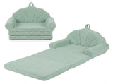 2-in-1 Flip Open Kids Sofa Lounger, Teddy Fleece Toddler Couch with Carry Handle for Ages 3 33867001