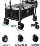Collapsible Wagon Heavy Duty Folding Wagon Cart with Removable Canopy, 4" Wide Large All Terrain 27662772