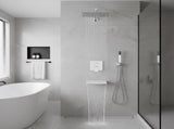 Rain Shower System Chrome Tub Shower Faucet Set 10 Inch Square Rainfall Shower Head with Handheld 92941263