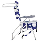 63*70*99cm Heightened Oxford Cloth Silver White Aluminum Tube Bearing 100kg Beach Chair Blue Stripes 53561346