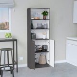 Home 2-Door Bookcase, Modern Storage Unit with Dual Doors and Multi-Tier Shelves -Matt Gray / White B070137837