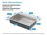Stainless Steel Kitchen Sink, 30x22 Single Bowl, Overmount Handmade Sink in Dark Gray, with 83895540