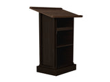 Wood Podium Stand, 44" Tall Wooden Lectern with Mic Stand Space, sliding shelf with cup holder and W282P430658