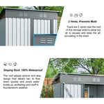 ZUN 5 X 3 Ft Outdoor Storage Shed, Galvanized Metal Garden Shed With Lockable Doors, Tool Storage Shed W2505P175825