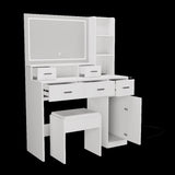 ZUN White dressing table with LED 3-color illuminated mirror and power outlet, dressing table with W1320P186696