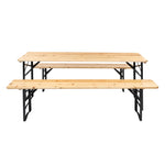 ZUN Picnic Combo 3PCS Set, 5.8FT Wood Table and Bench Set 54211834