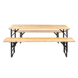 ZUN Picnic Combo 3PCS Set, 5.8FT Wood Table and Bench Set 54211834