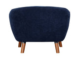 Mid-Century Modern Accent Chair 1pc Blue Chenille Fabric Upholstered Channel Stitched Back Brown B011P182507