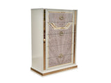 Omari Modern Style 5-Drawer Chest Made with Wood and Gold Accents in Beige B009P245443