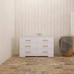 ZUN White color Large 6 drawers chest of drawer dressers table with golden handle 41481114