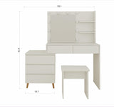 LED Lighted Makeup Vanity Table with Mirror - White Beauty Station with Storage Drawers, Matching W2139P306365