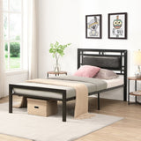 Twin Size metal bed Sturdy System Metal Bed Frame, Modern style and comfort to any bedroom, black W2297P347753