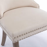 Furniture,Upholstered Wing-Back Dining Chair with Backstitching Nailhead Trim and Solid Wood 84887782