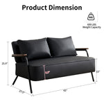 ZUN 44” W Small Loveseat Sofa Couch Faux Leather Modern Futon Sofa Bed with Wider Seat Depth Upholstered 71231613