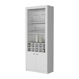 ZUN Clover Bar Cabinet, with wine storage and thre shelves B128P189933