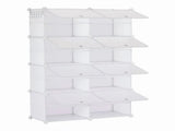 4-Tier Shoe Rack with Side Hooks, 32-Pair Capacity Sturdy Metal Frame Storage Organizer, White&Black 25813363