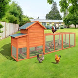 122Large Wooden Chicken Coop,Outdoor Hen House with Nesting Box ,Wire Fence Poultry Cage W773P326842