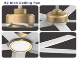 52 inch Ceiling Fans with Lights, Large Air Volume Ceiling Fans with Reversible Quiet DC Motor and 10595936
