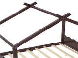 Full House Floor Bed with Support Slats, Solid Wood House Bed Frame for Kids, No Box Spring Needed W1580P387842