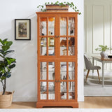 Curio Display Cabinet, Antique Display Cabinet with Glass Doors Adjustable Shelves for Collectibles W2275P292662