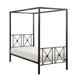 Black Finish Twin Platform Bed Canopy Metal Frame Modern Traditional 1pc B011P207847