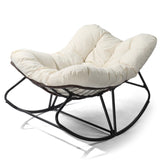 Oversized Rattan Papasan Chair, Outdoor Steel Wicker Rocking Seating with Thick Padded Cushion for 87123961
