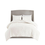 Full/Queen 3 Piece Tufted Cotton Chenille Floral Duvet Cover Set B035129181