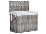 110L Laundry Hamper with Lid, Laundry Basket with Removable Liner for Bathroom Bedroom Gray 10537144