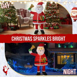 6FT Lighted Santa Claus Holding Bell Christmas Yard Decorations, Pre-lit Pull Up Santa with 200 Warm 76027268