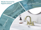Bathroom Faucet 2-Handle Brushed Gold with 360 Degree Rotating Spout, Crescent Moon Style 4-inch 79782502