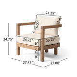 Outdoor Acacia Wood Patio Club Chair, Patio Furniture,Waterproof Thick Cushion Deep Seating for 72303.00BBGE