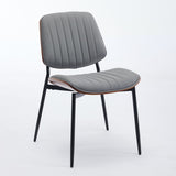 A&A Furniture, Dining Chairs Set of 2 Mid Century Modern Retro Faux Leather Chair with Walnut W1143P191787