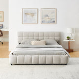Queen Size Upholstered Bed ,comfortable upholstered bed frame, Chenille fabric, with headboard and W487P235287