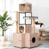 63" Multi-Functional Cat Tree with Litter Box - Includes Removable Washable Cushion, Scratching W1687P304383