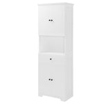 ZUN Tall Bathroom Cabinet with Four Doors, Large Storage Space Open Shelve, Upper Storage Cabinet, White 82111531