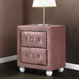 Fabric Upholstered Nightstand with 2 Drawers, Pink B016P256487
