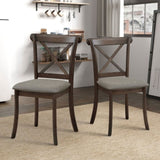 Wooden X Back Dining Chairs Set of 2, Modern Fabric Upholstered Kitchen Side 2PC Chairs, Cross Back W2582P188310