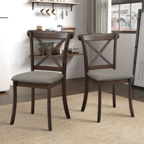 ZUN Wooden X Back Dining Chairs Set of 2, Modern Fabric Upholstered Kitchen Side 2PC Chairs, Cross Back W2582P188310