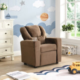 ZUN Kids Chair, Kids Upholstered Couch with One Cup Holder, Footrest, Backrest, Toddlers Velvet W214101804