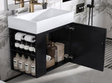 20 Inch Bathroom Vanity with Ceramic Sink, Diamond Pattern Door Design, Gold Handle & Side Storage N725P314033B