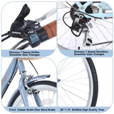 7 Speed City Bike With Basket , Steel Frame,Multiple Colors 26 Inch Girls Bicycle W1019P206056