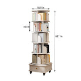 6 Tier Rotating Bookshelf, 360&deg Display Round Spinning Bookshelf with Wheels and Drawer, 85969050