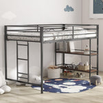 ZUN Adam sturdy junior twin loft bunk black with Cinnamon wood shelf for kids with easy climbing ladder, B083P154188