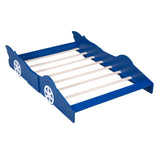Full Size Race Car-Shaped Platform Bed with Wheels,Blue WF298788AAC