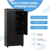 ZUN Tall Storage Cabinet with Three Drawers for Bathroom/Office, Black N725P183256B