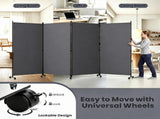 4 Panel Folding Rolling Room Divider with Lockable Universal Wheels, Non-See-Through Polyester 17275363