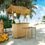 ZUN GO Hawaiian-style Bar Height Patio Set with PE Grass Canopy, Outdoor Bar Table and Stools with WF530958AAA